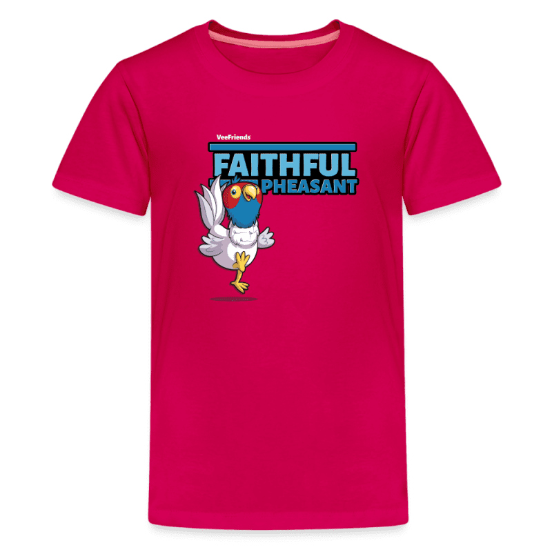 Faithful Pheasant Character Comfort Kids Tee - dark pink