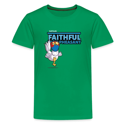 Faithful Pheasant Character Comfort Kids Tee - kelly green