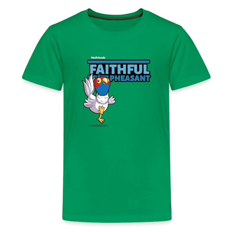 Faithful Pheasant Character Comfort Kids Tee - kelly green