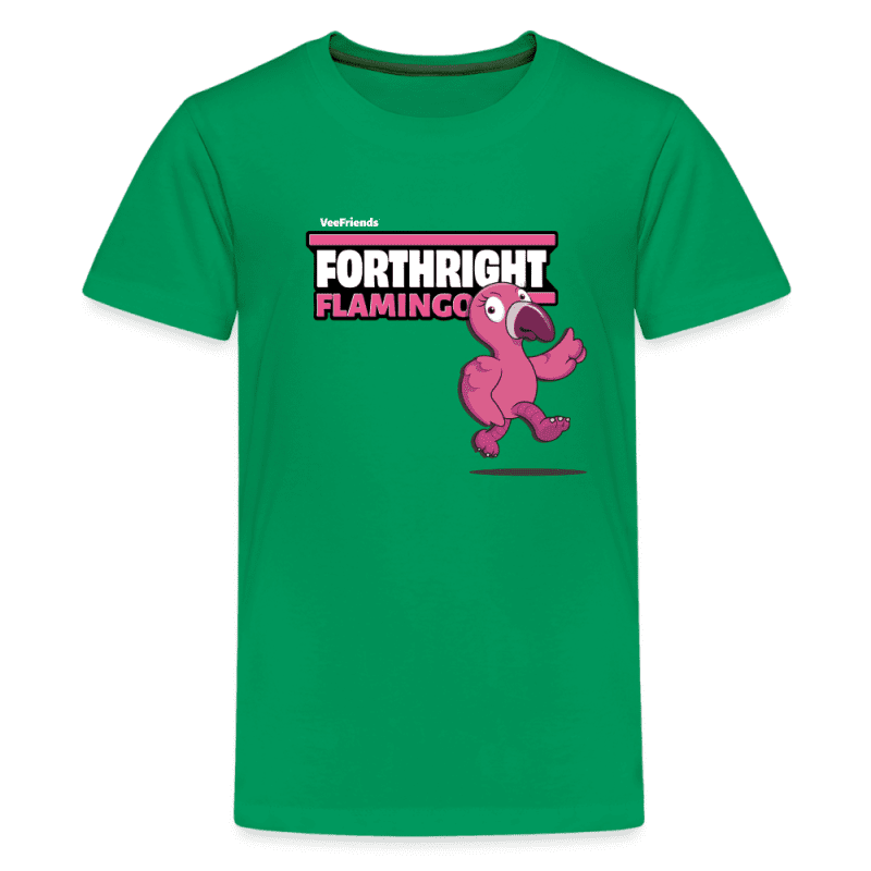 Forthright Flamingo Character Comfort Kids Tee - kelly green