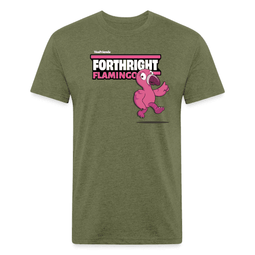 Forthright Flamingo Character Comfort Adult Tee - heather military green