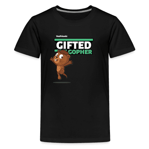 Gifted Gopher Character Comfort Kids Tee - black