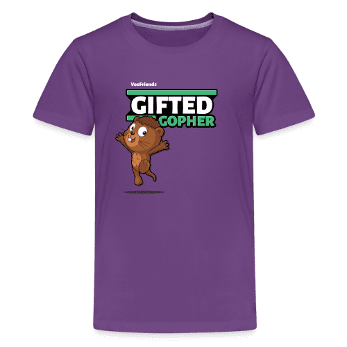 Gifted Gopher Character Comfort Kids Tee - purple