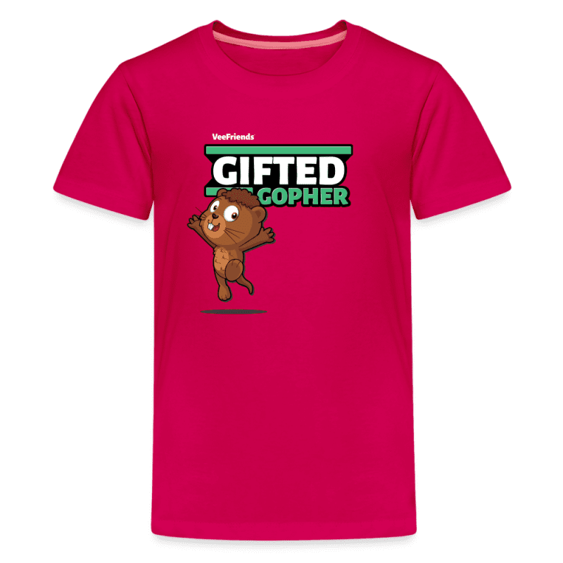 Gifted Gopher Character Comfort Kids Tee - dark pink