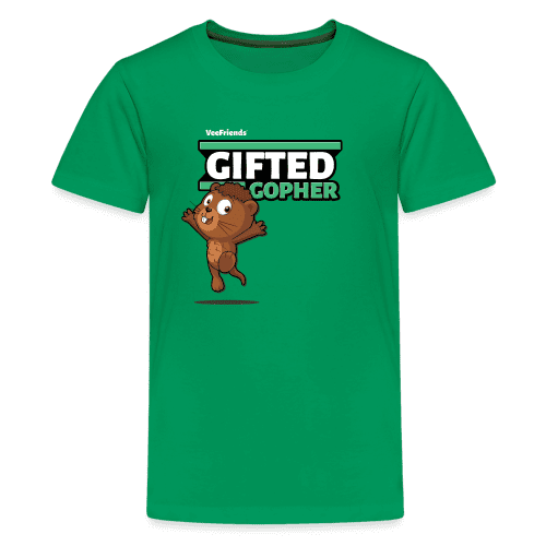 Gifted Gopher Character Comfort Kids Tee - kelly green