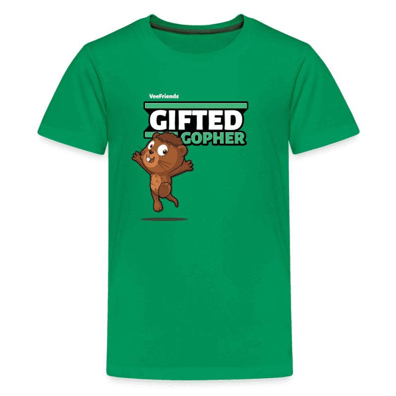 Gifted Gopher Character Comfort Kids Tee - kelly green