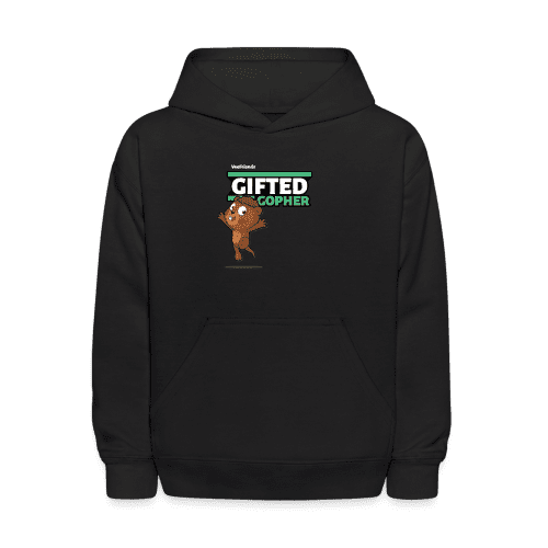 Gifted Gopher Character Comfort Kids Hoodie - black