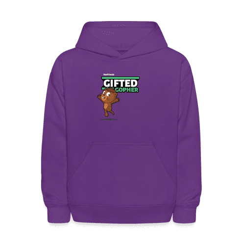 Gifted Gopher Character Comfort Kids Hoodie - purple