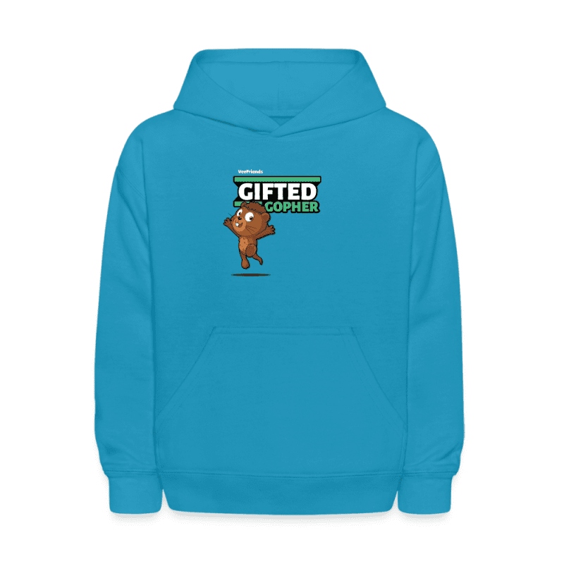 Gifted Gopher Character Comfort Kids Hoodie - turquoise