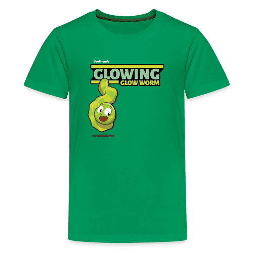 Glowing Glow Worm Character Comfort Kids Tee - kelly green