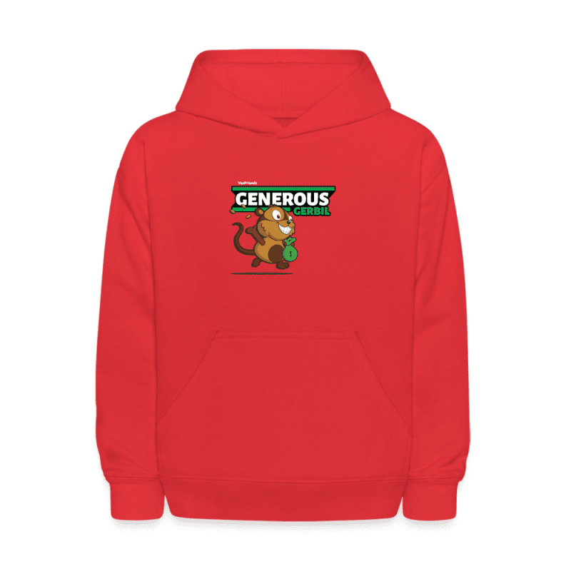 Generous Gerbil Character Comfort Kids Hoodie - red