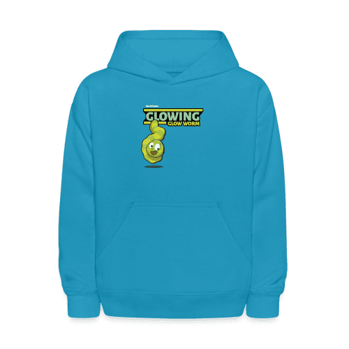 Glowing Glow Worm Character Comfort Kids Hoodie - turquoise