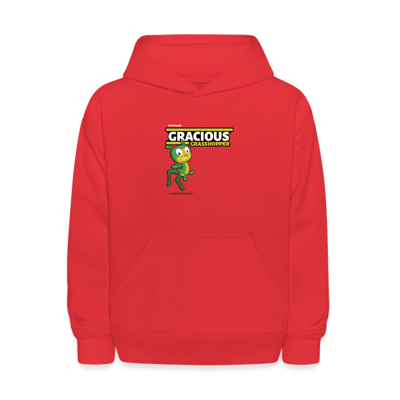 Gracious Grasshopper Character Comfort Kids Hoodie - red