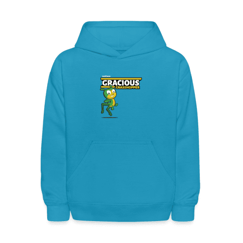 Gracious Grasshopper Character Comfort Kids Hoodie - turquoise