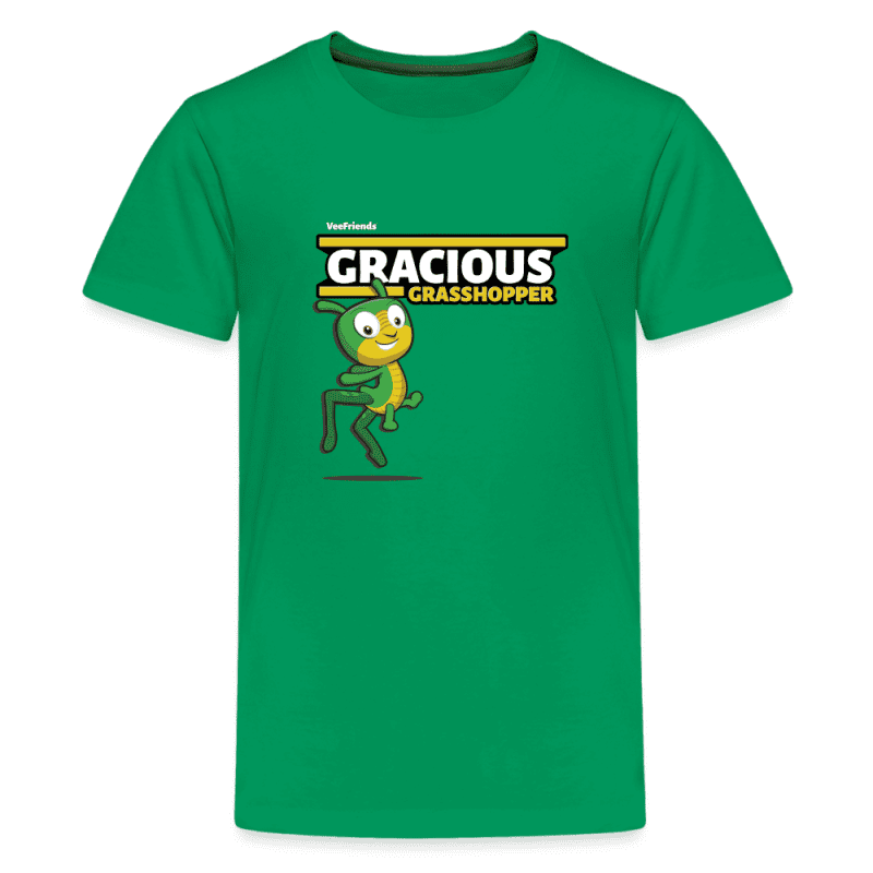 Gracious Grasshopper Character Comfort Kids Tee - kelly green