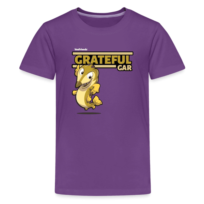 Grateful Gar Character Comfort Kids Tee - purple