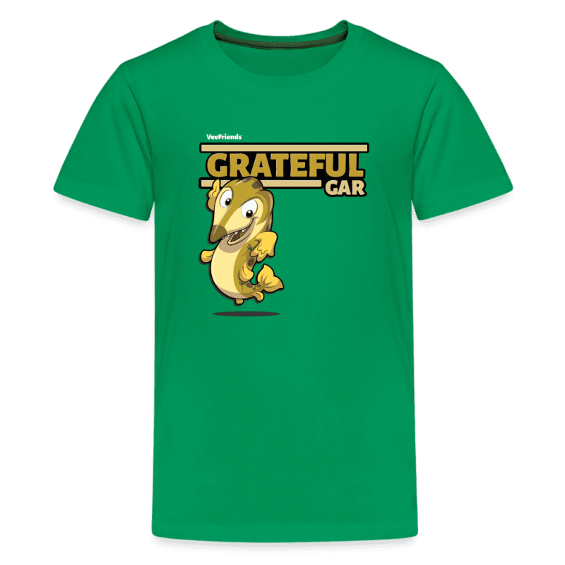 Grateful Gar Character Comfort Kids Tee - kelly green