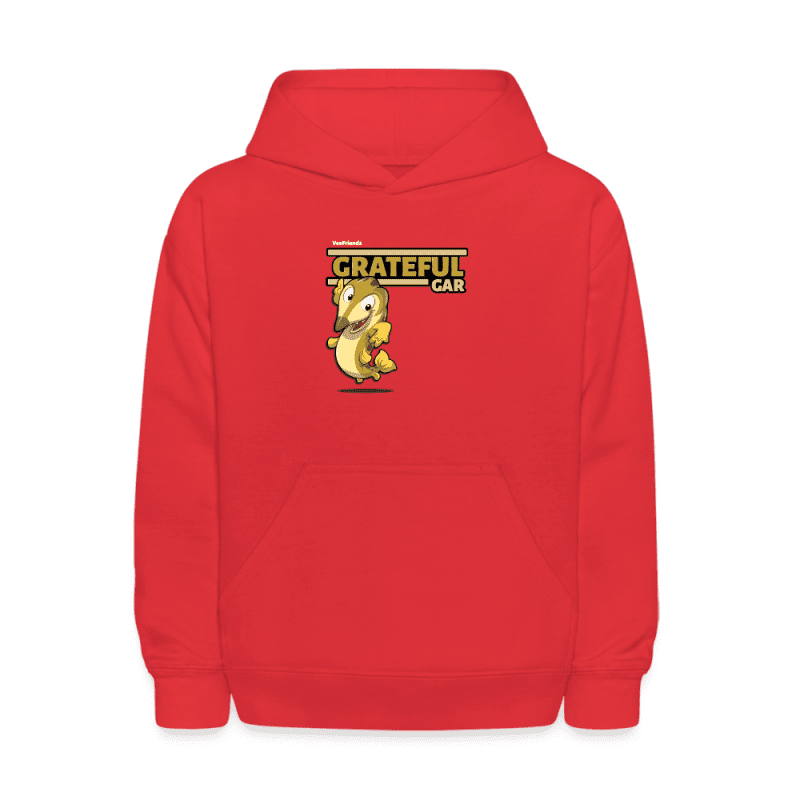 Grateful Gar Character Comfort Kids Hoodie - red