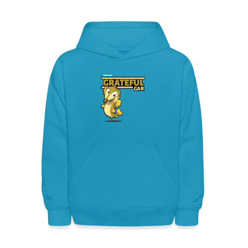 Grateful Gar Character Comfort Kids Hoodie - turquoise