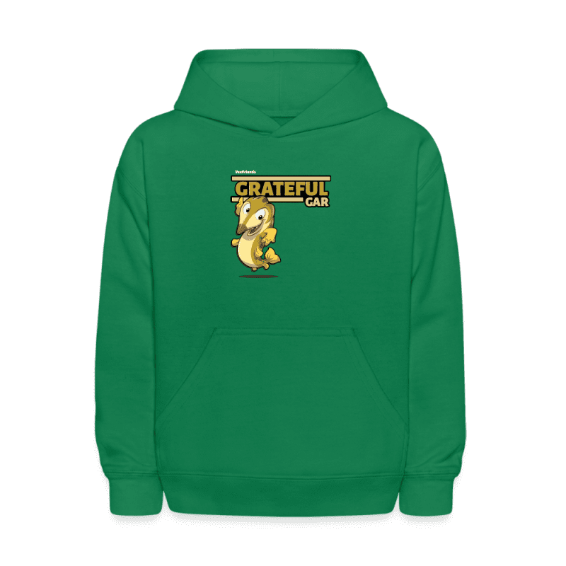 Grateful Gar Character Comfort Kids Hoodie - kelly green