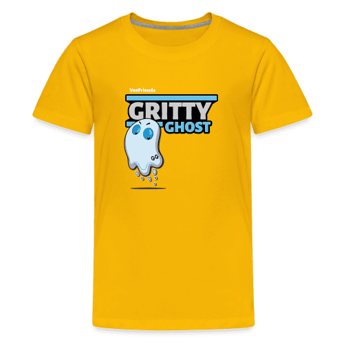 Gritty Ghost Character Comfort Kids Tee - sun yellow