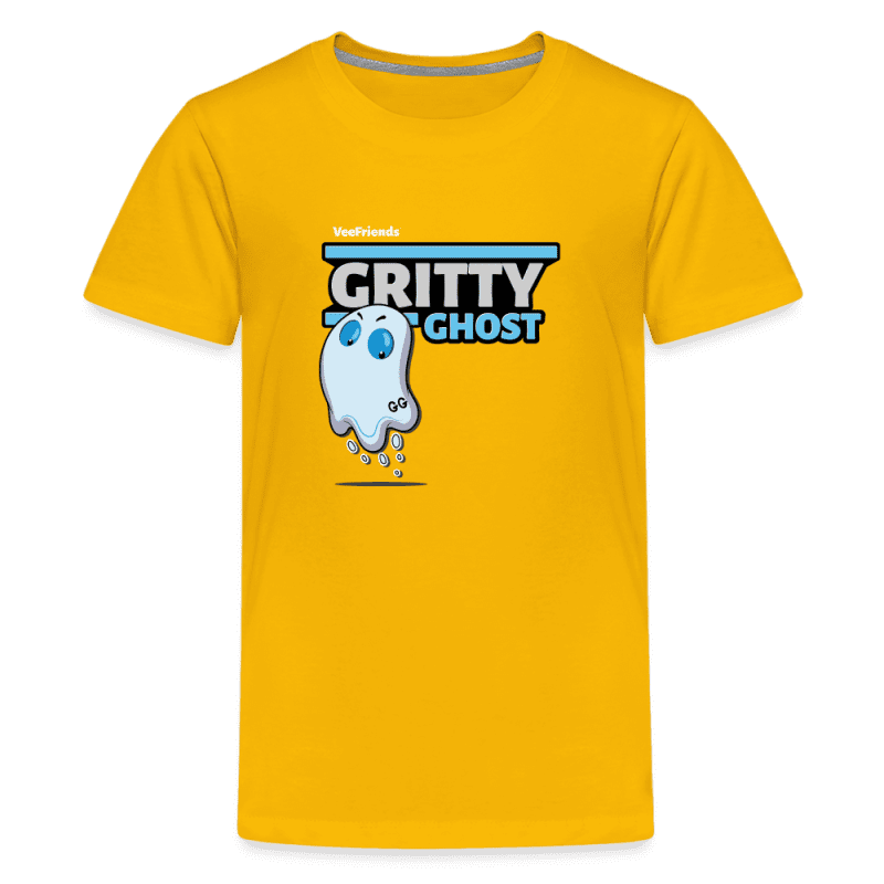 Gritty Ghost Character Comfort Kids Tee - sun yellow