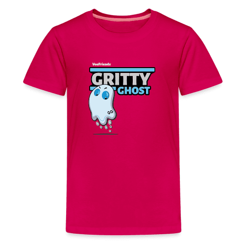 Gritty Ghost Character Comfort Kids Tee - dark pink