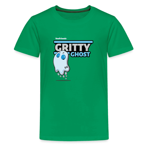 Gritty Ghost Character Comfort Kids Tee - kelly green