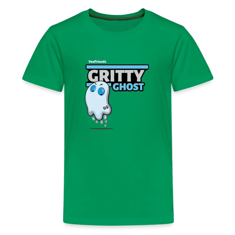 Gritty Ghost Character Comfort Kids Tee - kelly green