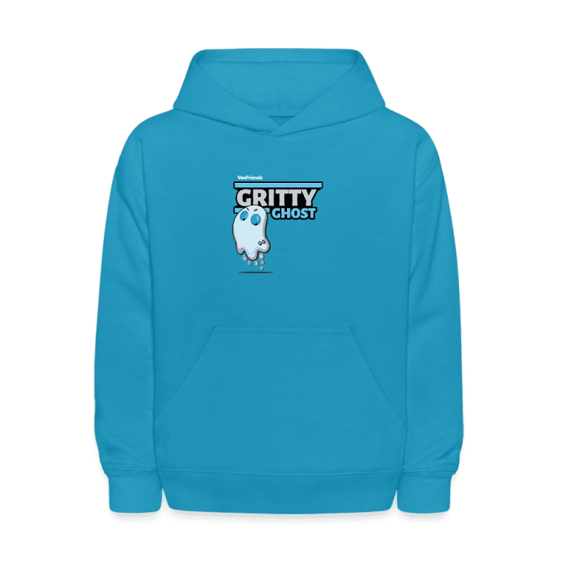 Gritty Ghost Character Comfort Kids Hoodie - turquoise