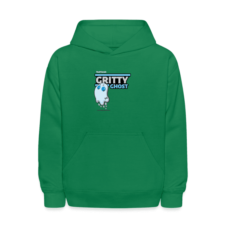 Gritty Ghost Character Comfort Kids Hoodie - kelly green