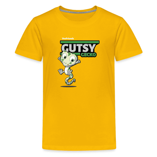 Gutsy Gecko Character Comfort Kids Tee - sun yellow