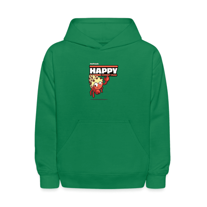 Happy Hermit Crab Character Comfort Kids Hoodie - kelly green