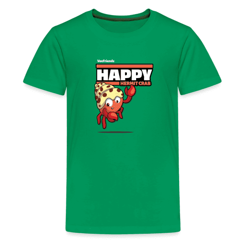 Happy Hermit Crab Character Comfort Kids Tee - kelly green