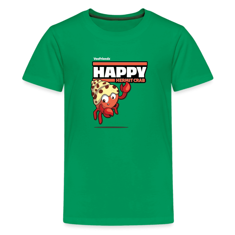 Happy Hermit Crab Character Comfort Kids Tee - kelly green