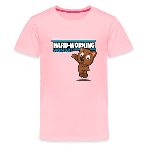 Hard-Working Wombat Character Comfort Kids Tee - pink