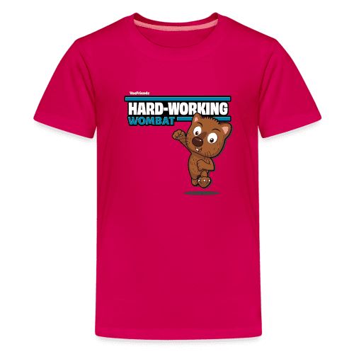 Hard-Working Wombat Character Comfort Kids Tee - dark pink