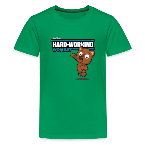 Hard-Working Wombat Character Comfort Kids Tee - kelly green