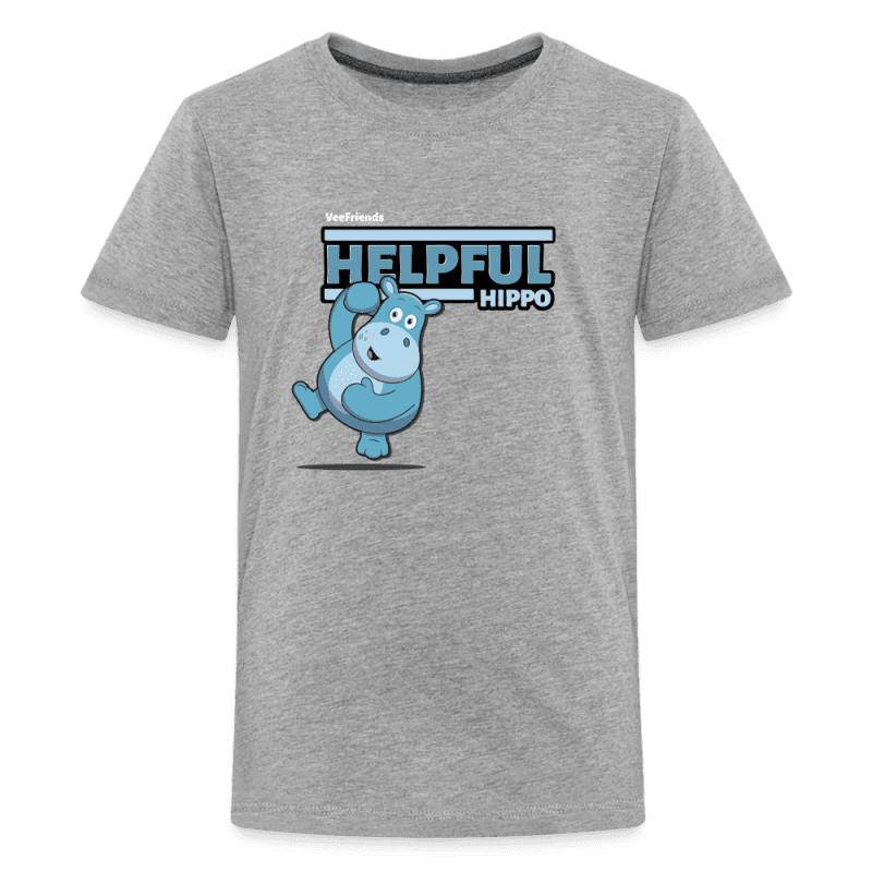 Helpful Hippo Character Comfort Kids Tee - heather gray