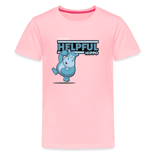 Helpful Hippo Character Comfort Kids Tee - pink