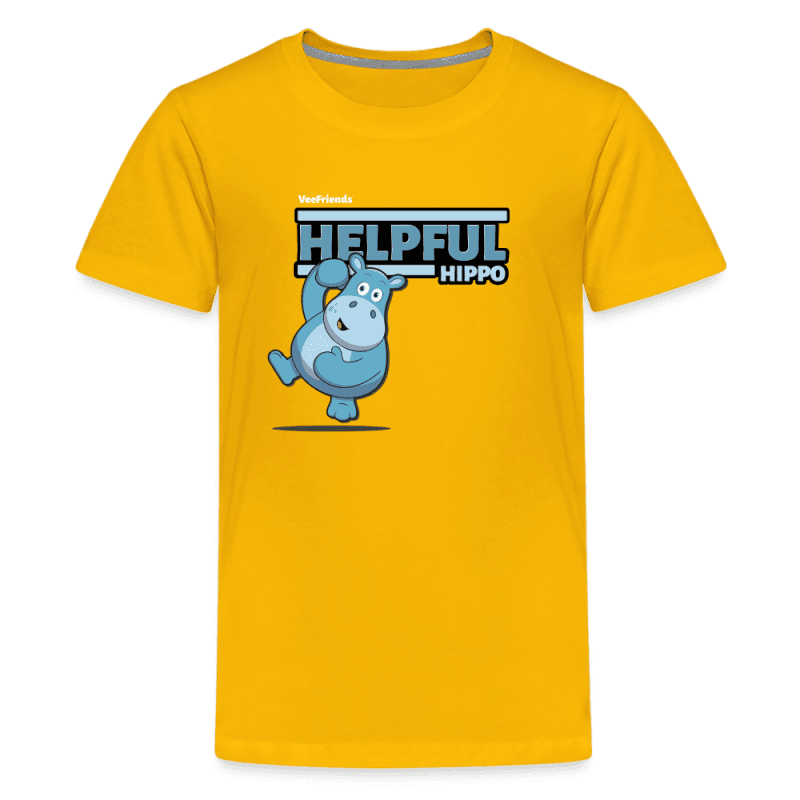 Helpful Hippo Character Comfort Kids Tee - sun yellow