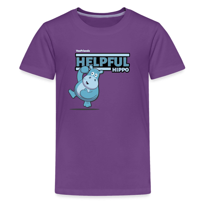 Helpful Hippo Character Comfort Kids Tee - purple