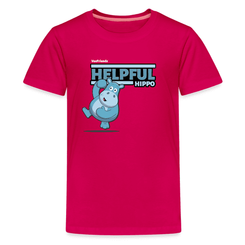 Helpful Hippo Character Comfort Kids Tee - dark pink