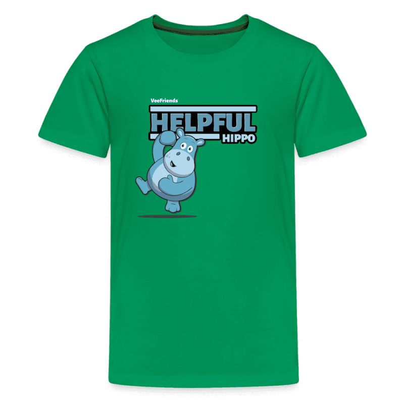 Helpful Hippo Character Comfort Kids Tee - kelly green