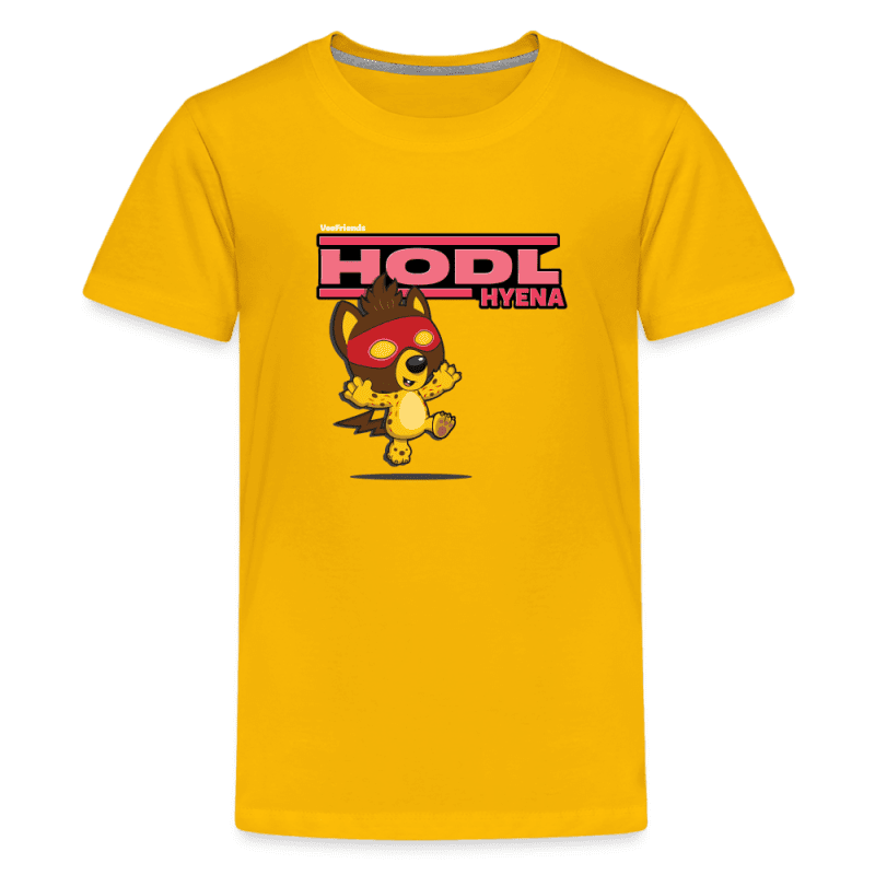 Hodl Hyena Character Comfort Kids Tee - sun yellow