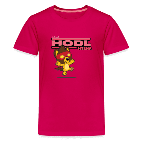 Hodl Hyena Character Comfort Kids Tee - dark pink