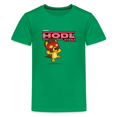 Hodl Hyena Character Comfort Kids Tee - kelly green