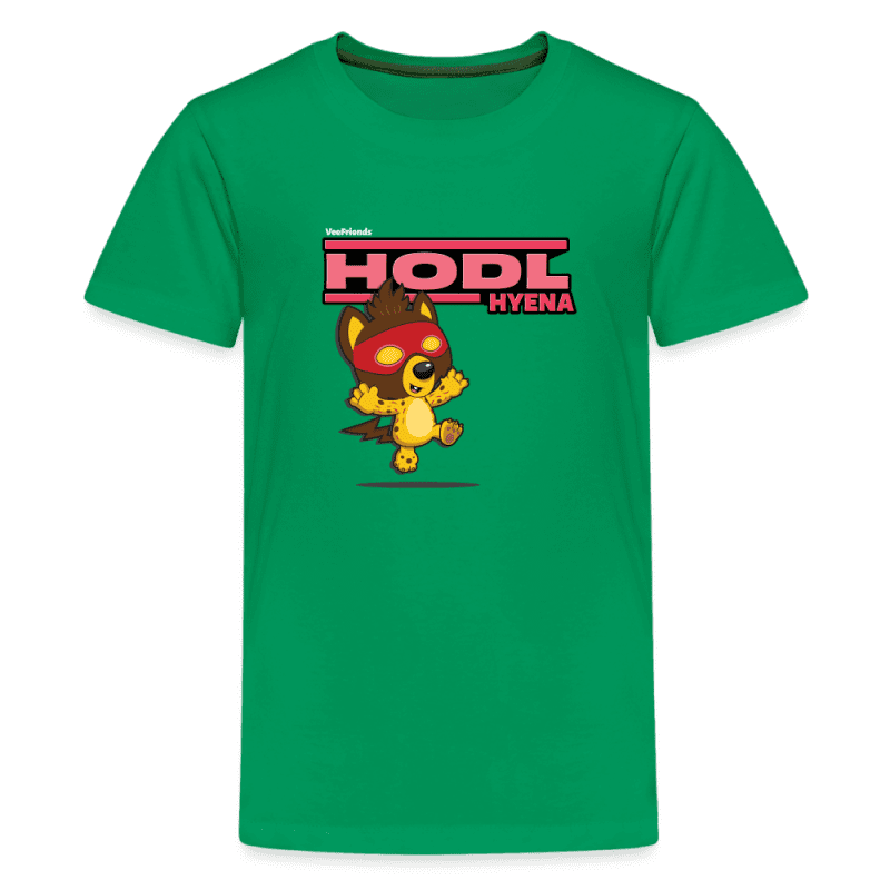 Hodl Hyena Character Comfort Kids Tee - kelly green