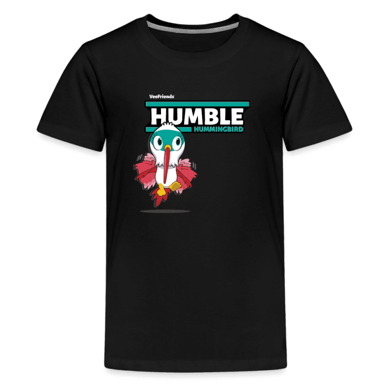 Humble Hummingbird Character Comfort Kids Tee - black