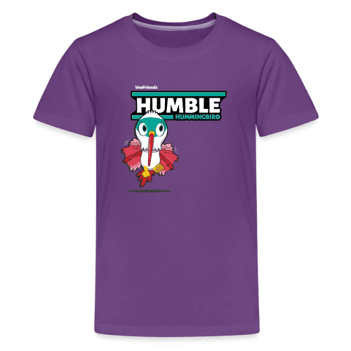 Humble Hummingbird Character Comfort Kids Tee - purple